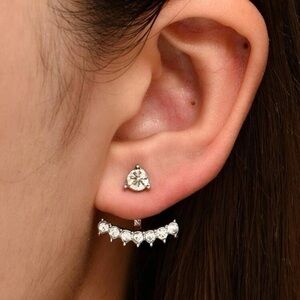 Silver Crystal Earring Jackets Set